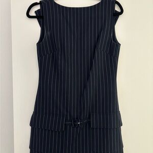 STAUD Navy Pinstripe Mini Dress